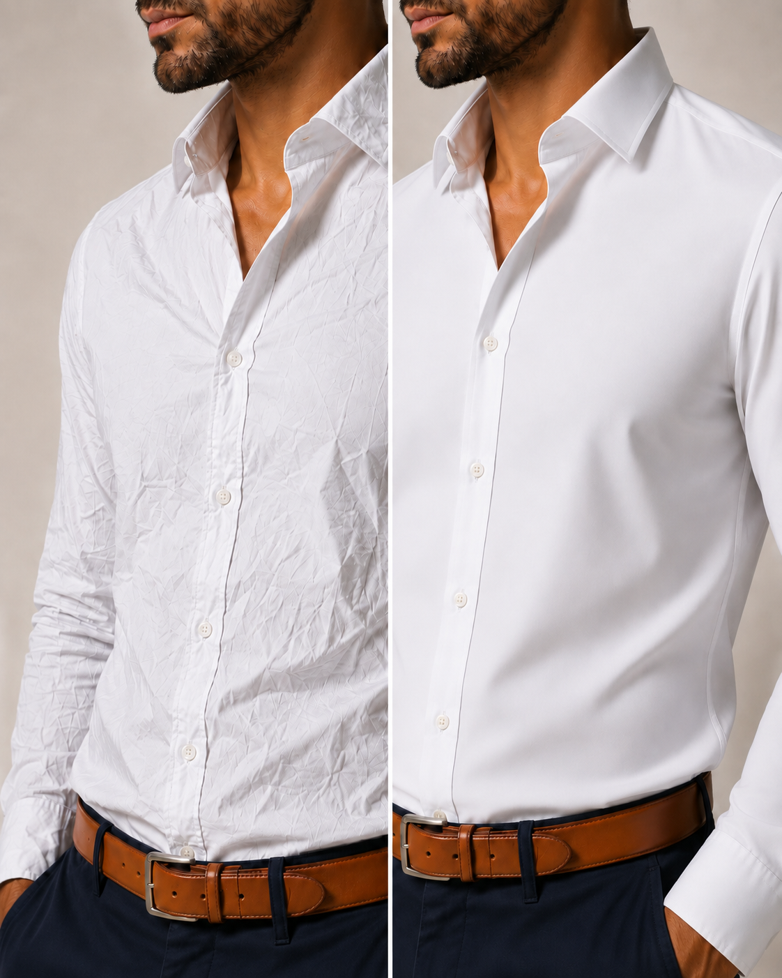 Comparaci&oacute;n entre camisa tradicional y camisa antiarrugas